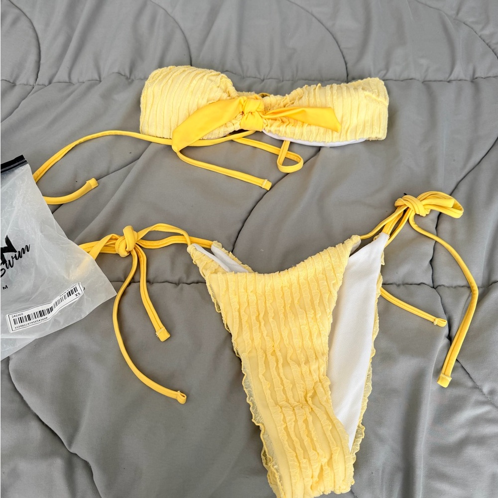 SHEIN Yellow Ruched Bikini Set